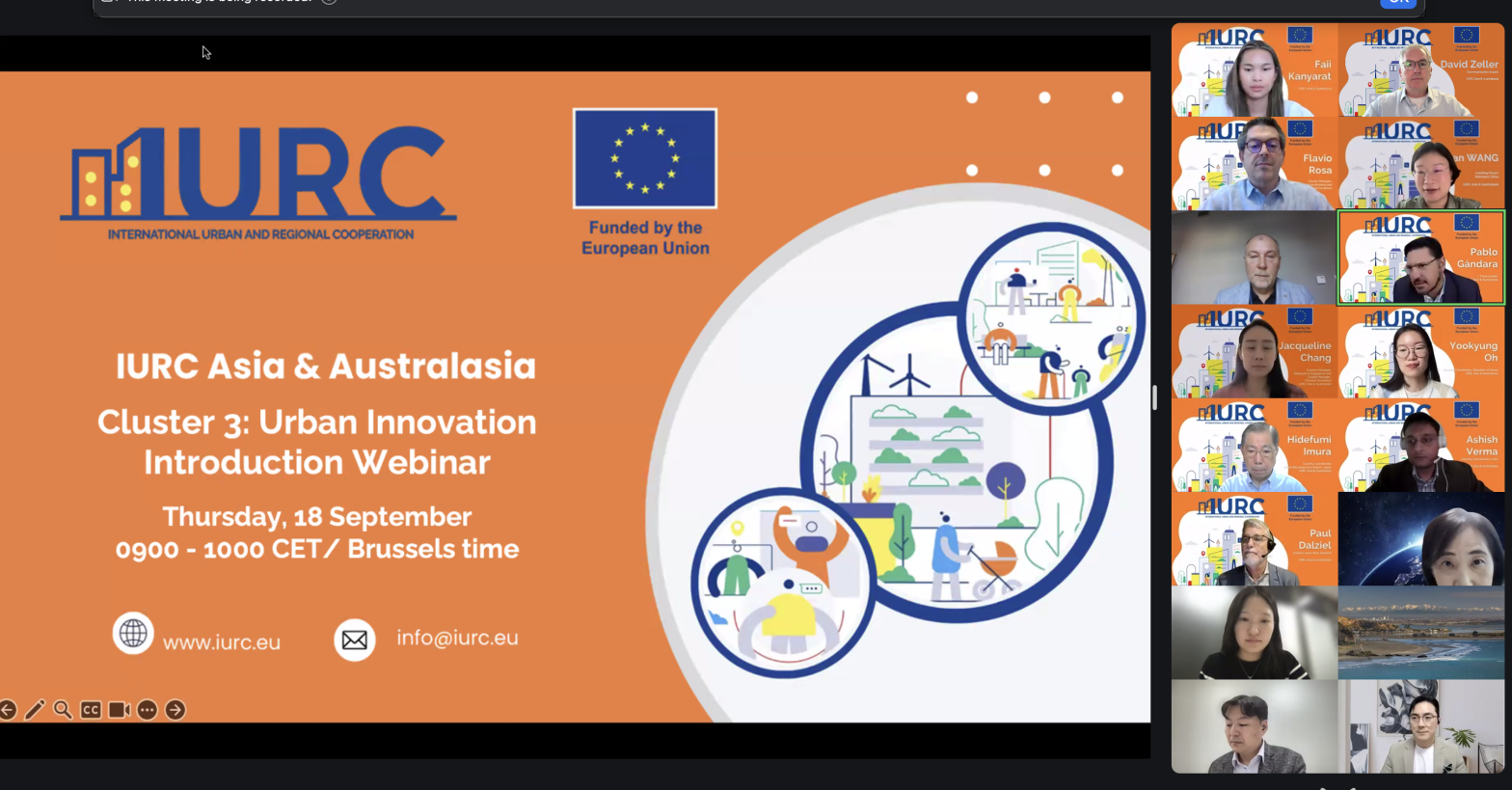 IURC launches Urban Innovation Thematic Cluster with Cities from EU and Asia & Australasia